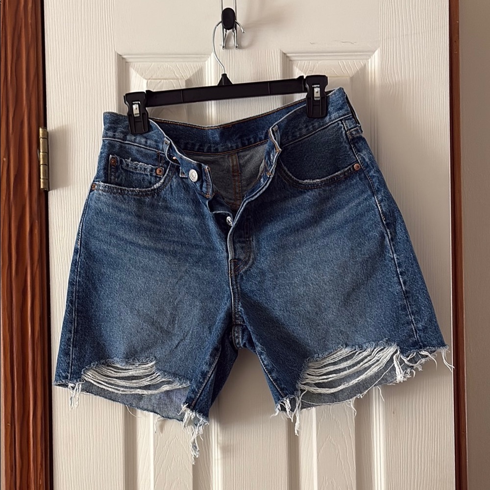 Denim Blue Women's Distressed Shorts